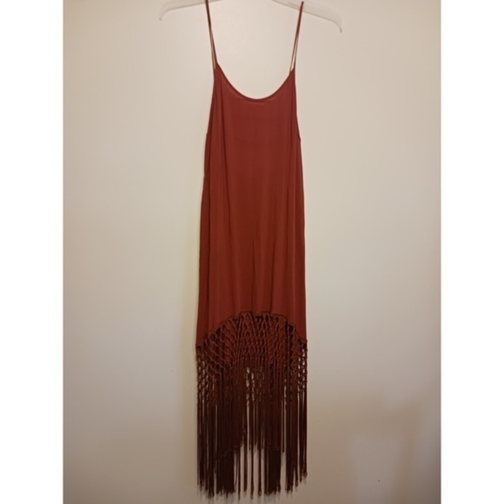 Forever 21 Rust brown fringe beach cover up Medium